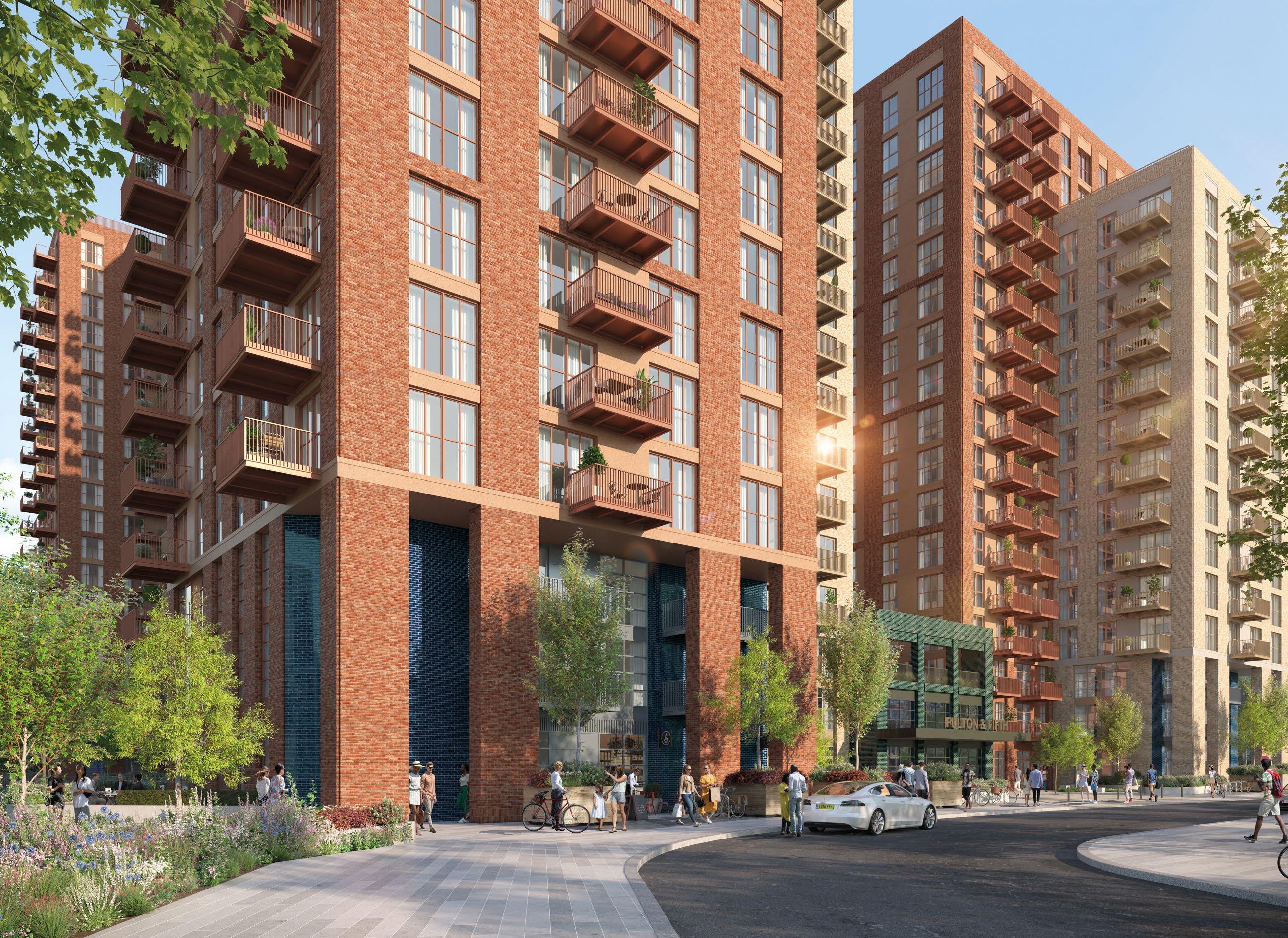 Fulton and Fifth modern apartment living room with panoramic windows