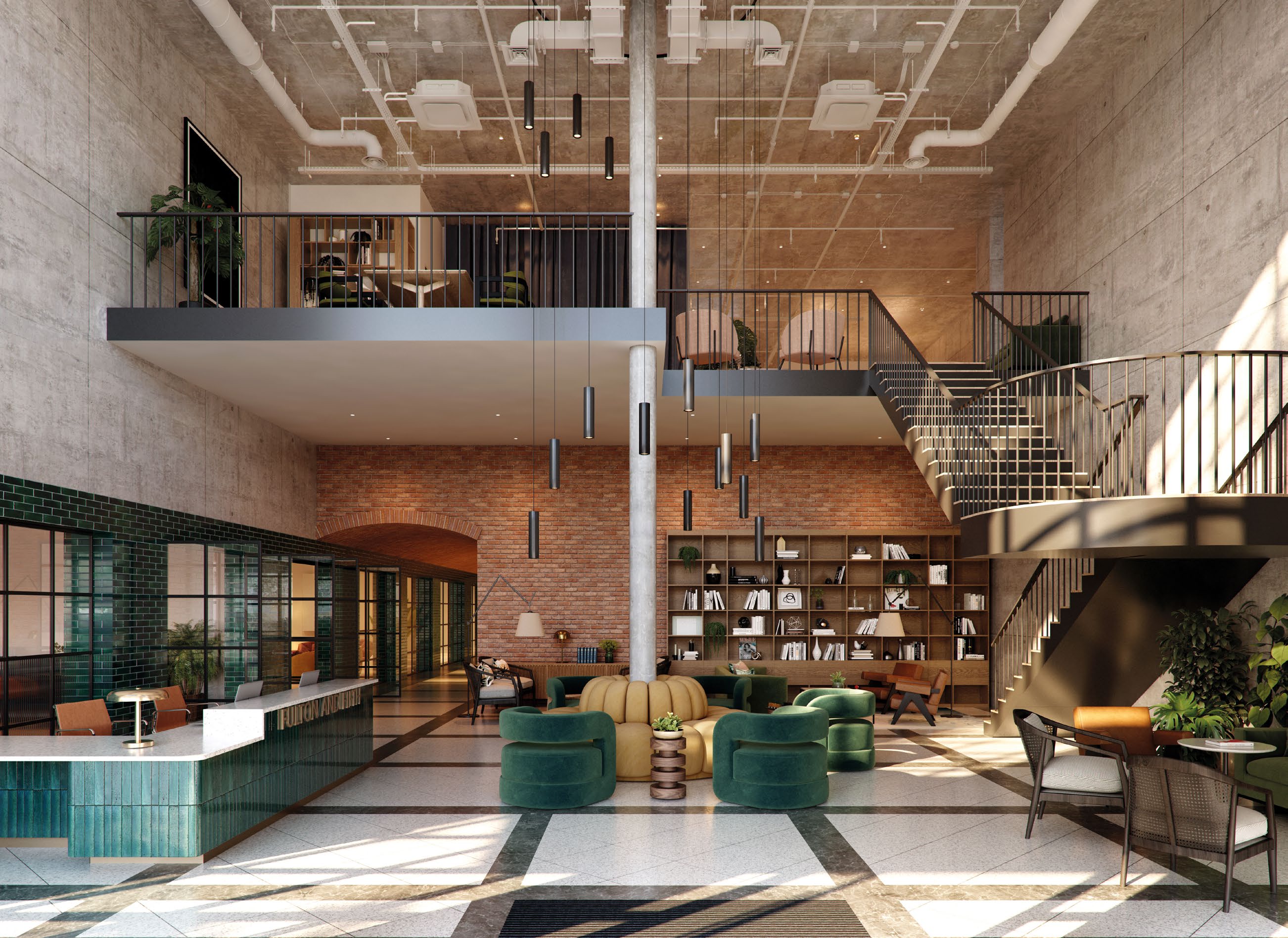 Residents' Lounge at Fulton and Fifth luxury apartments Wembley Park