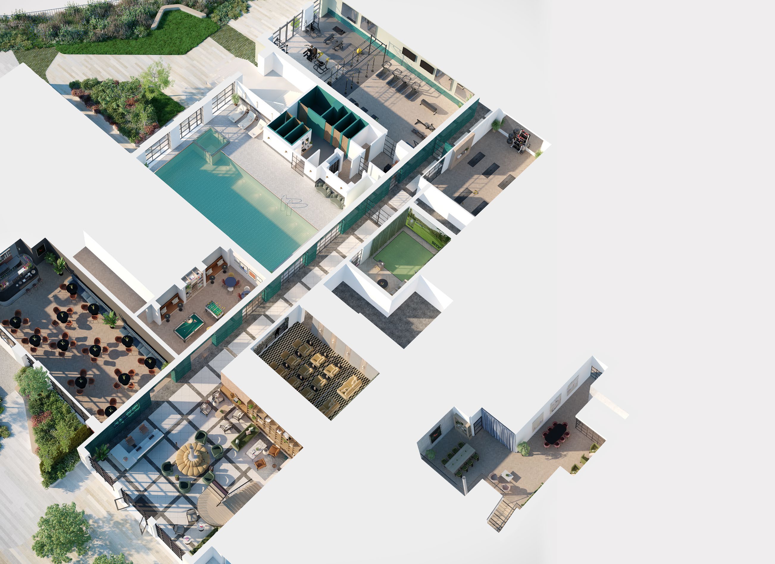 Landscaped Gardens at Fulton and Fifth luxury apartments Wembley Park