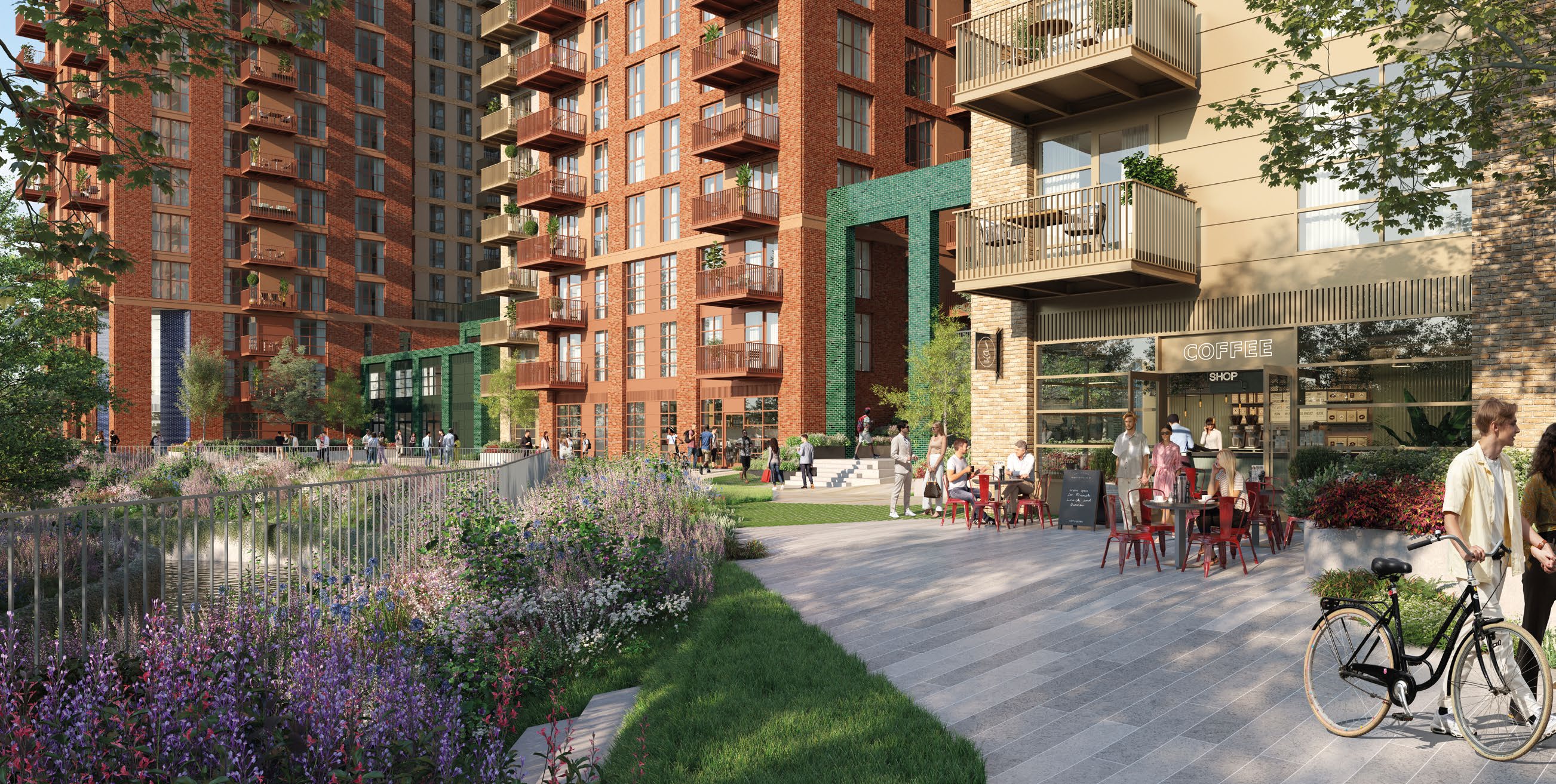 Wembley Park neighbourhood aerial view showing Fulton and Fifth location near Wembley Stadium