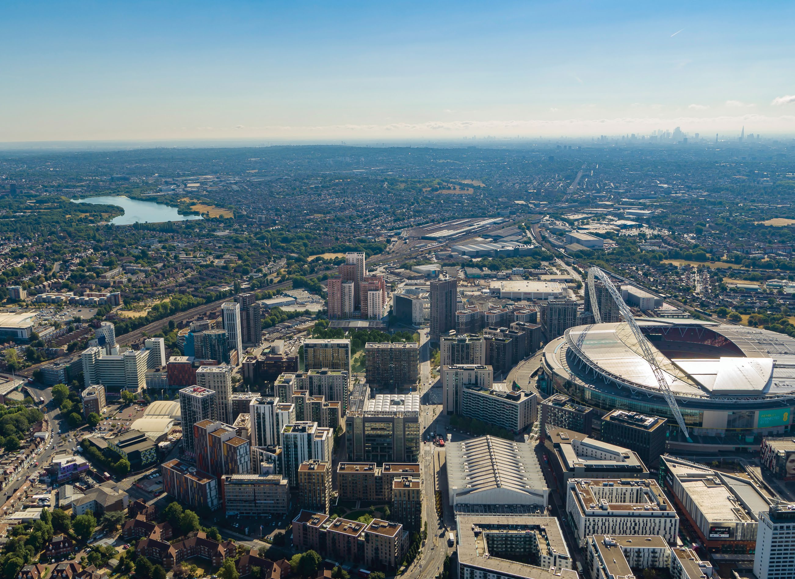 Fulton and Fifth Wembley Park development exterior with landscaped gardens